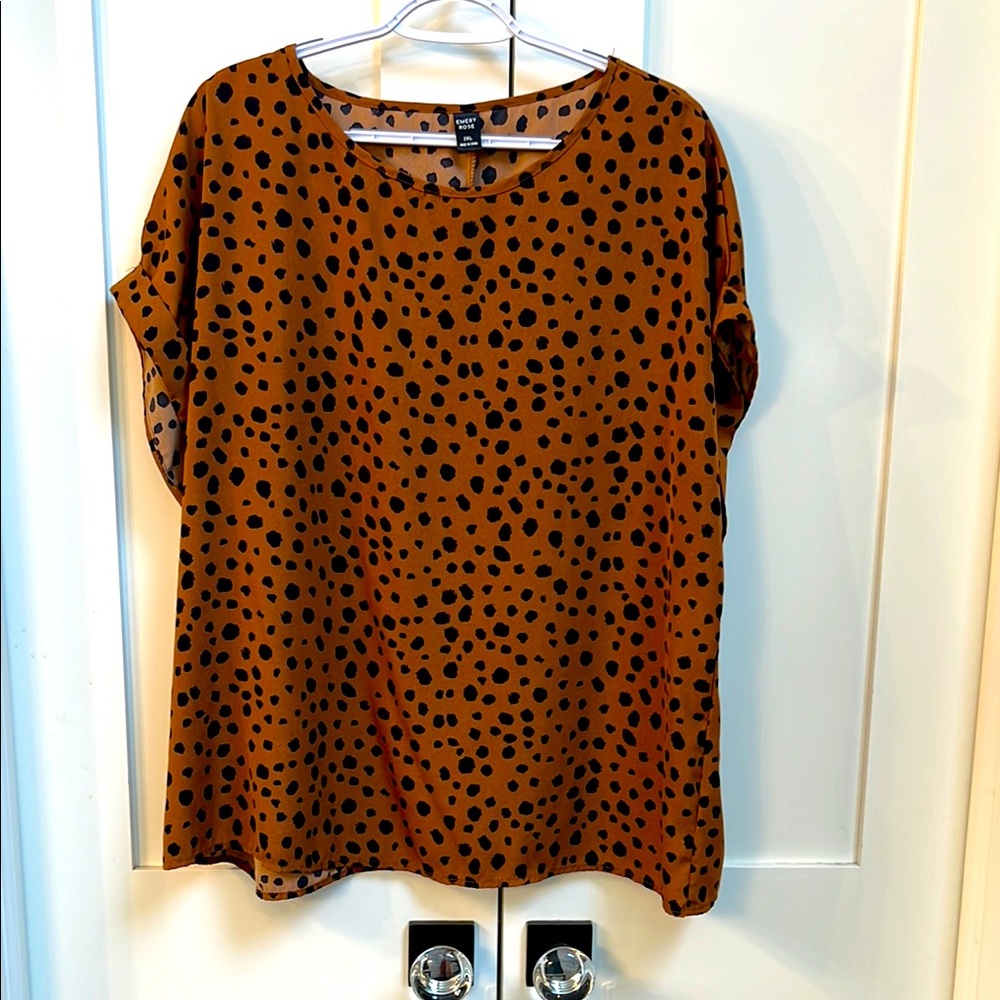 SHEIN EMERY ROSE  Brown Boxy Short Sleeve Blouse
